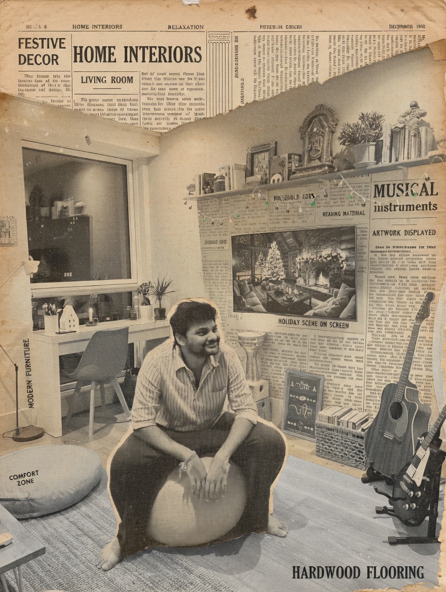 Aniketh's room rendered as a stylized navigation collage